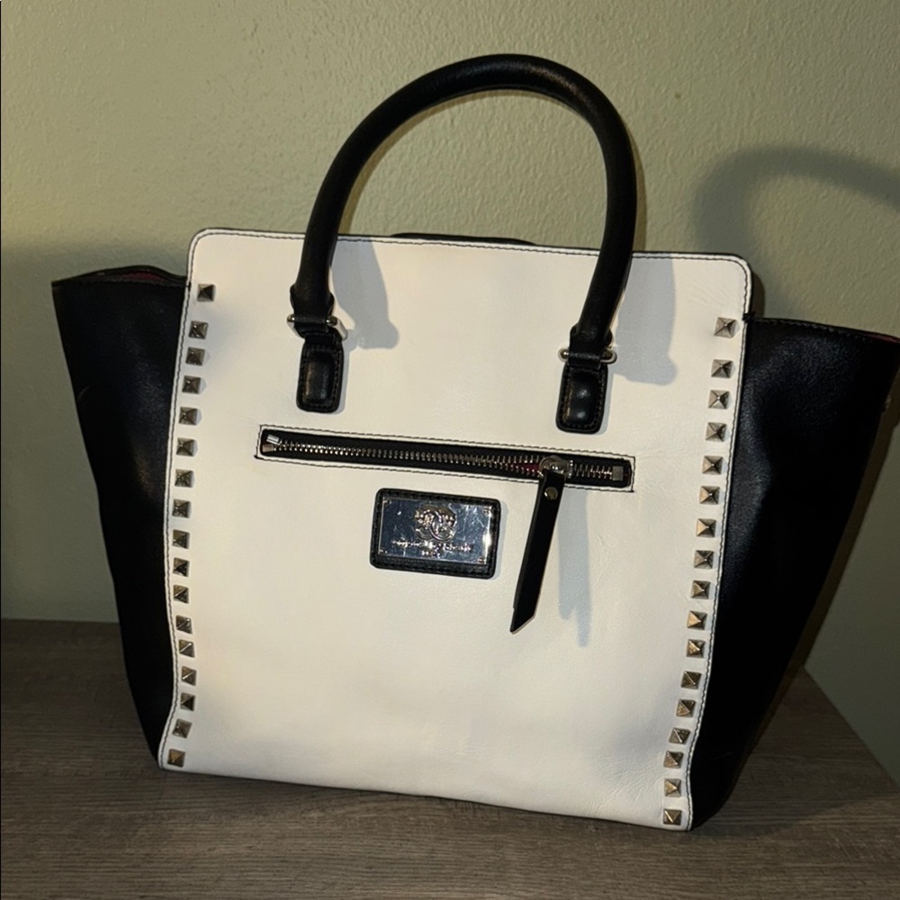 Original by Sharif Black and White Studded Tote Bag